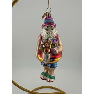 Christopher Radko "Wet & Wild Santa" Glass Ornament Rudolph Floatie 6" RARE